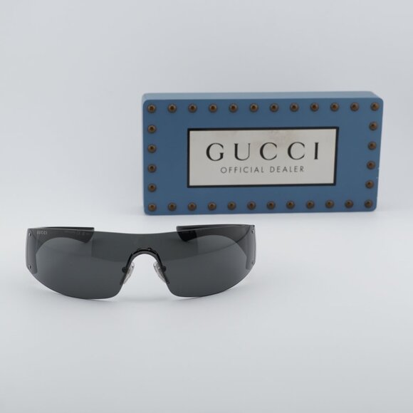 Gucci GG1958S 001 Shield Sunglasses - Ruthenium/Grey main image 10